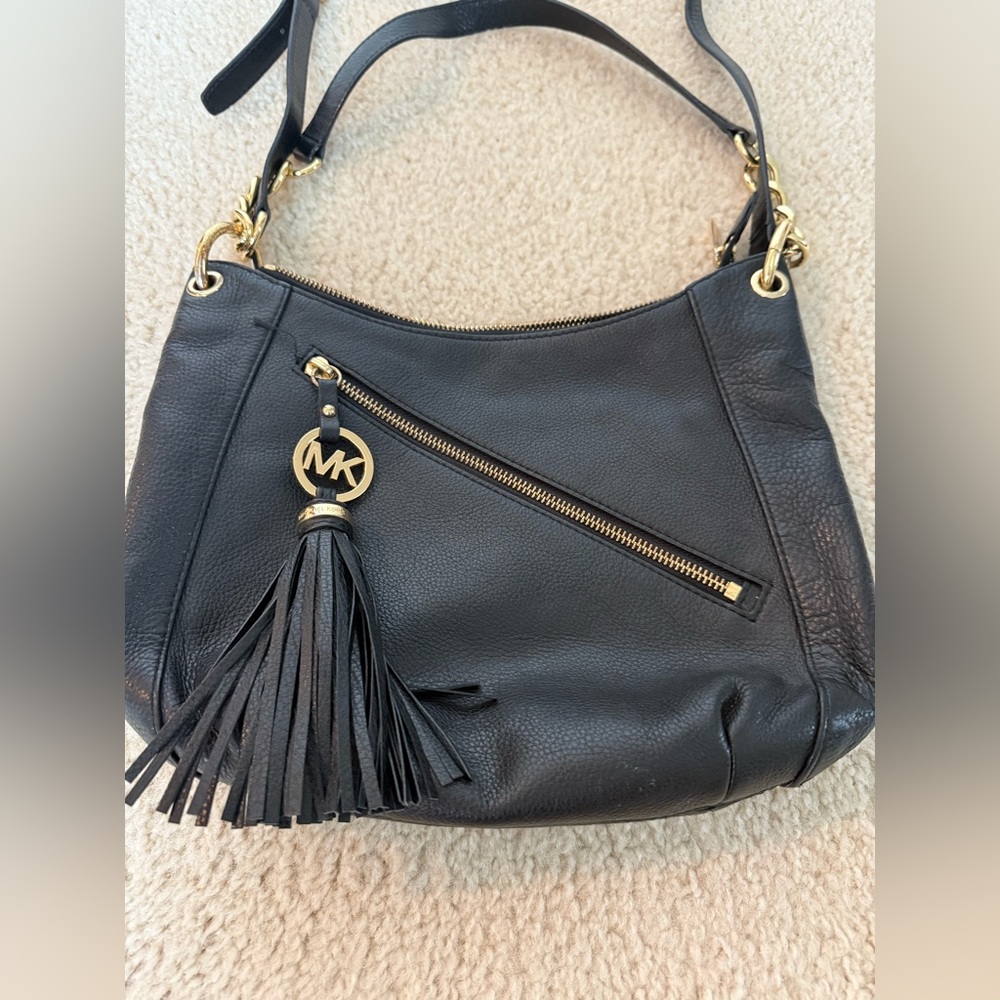 Michael Kors Black Leather Shoulder Hobo Bag
